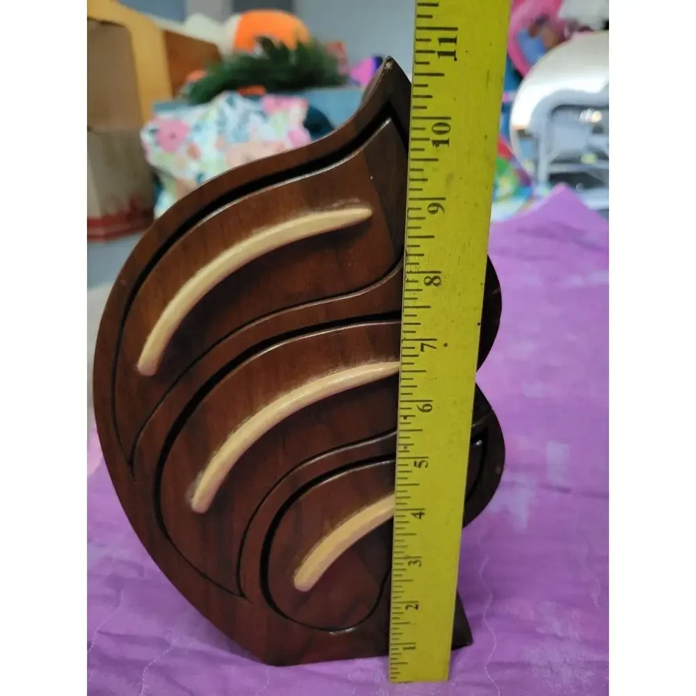 Bandsaw Scroll Leaf Teak Wood Jewelry Box W Hidden Compartment Signed
